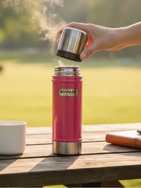 Stanley Hot Pink 16oz Vacuum Bottle Thermos Camping Soup Cup Bright Colorful